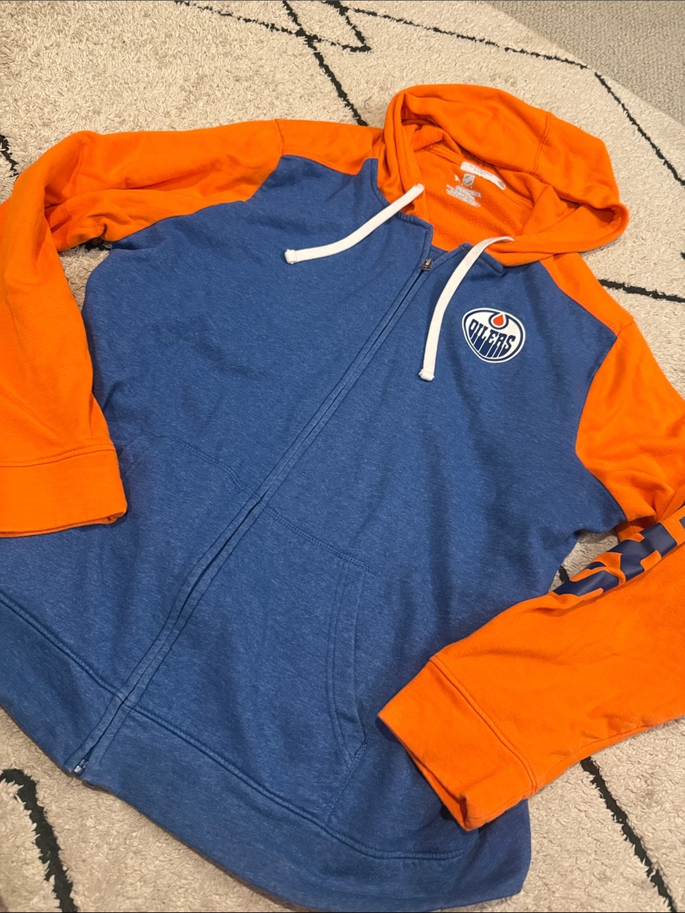 Fanatics Blue and Orange Edmonton Oilers mens 2XL Zip Hoodie